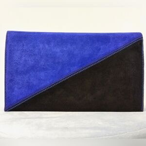 Andrea Pfister Vintage Blue and Black Suede Clutch